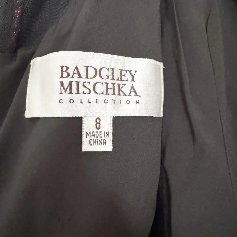 Badgley Mischka Floral Jacquard Dress Size 8 NWT Elegant Evening Dress - Picture 8 of 10